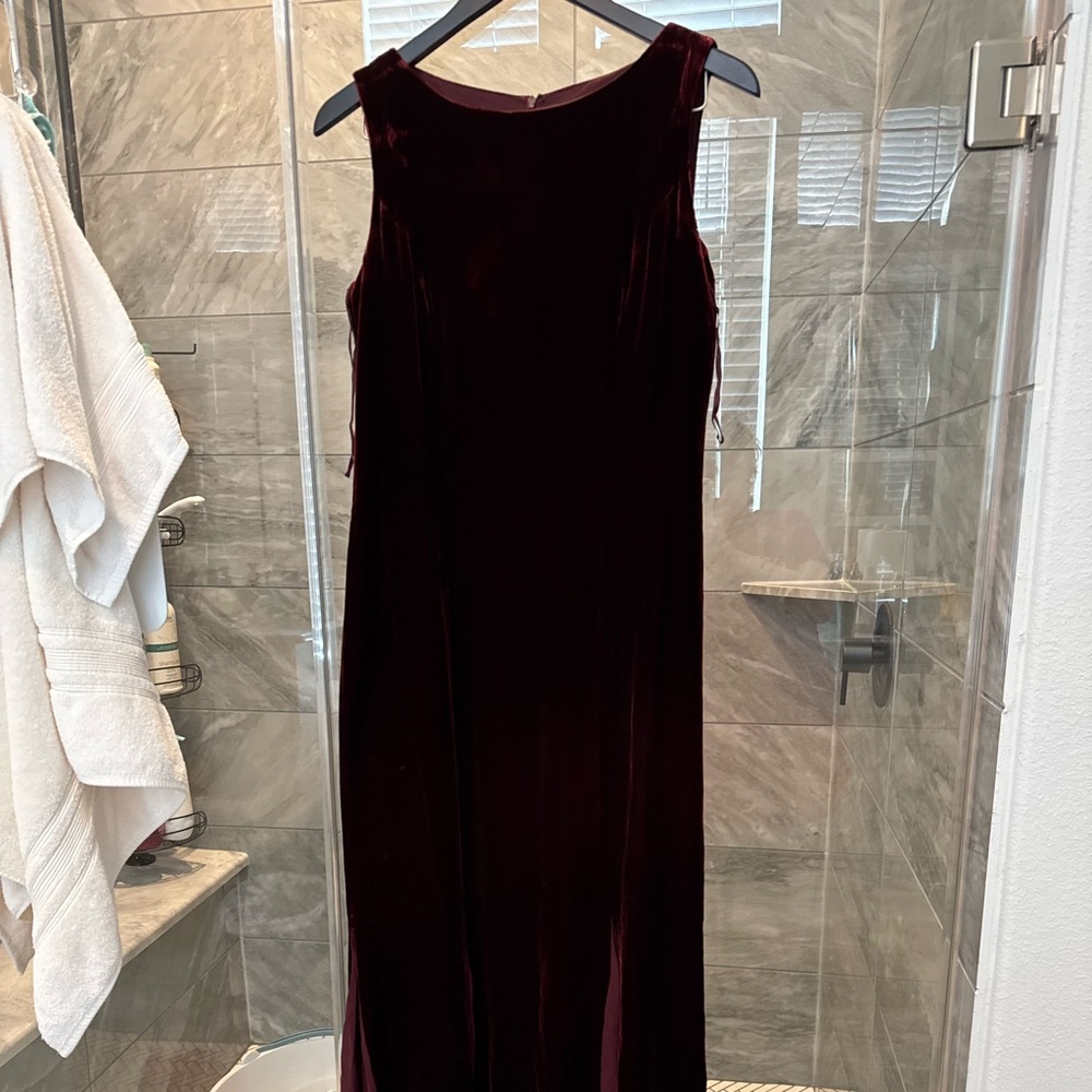 Talbots Silk Blend Burgundy Velvet Dress